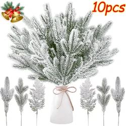 10/1Pcs Artificial Pine Needles Branches Snow Pine for Christmas Xmas Tree Wreath DIY Fake Plants Ornaments Home New Year Gifts