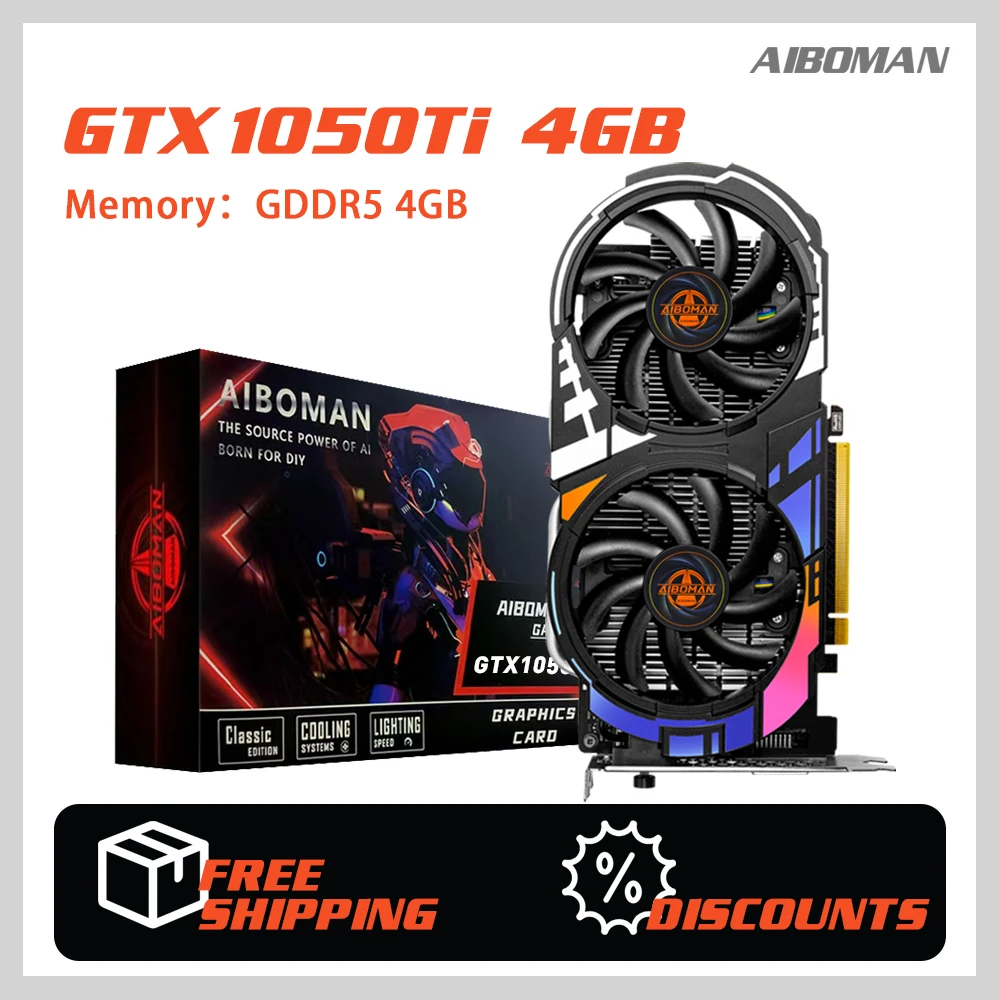 AIBOMAN GTX1050Ti 4GB 128 Bit High Definition Desktop Computer Graphics Card ﻿Assembly Upgrade Accessories Graphics/Gradients
