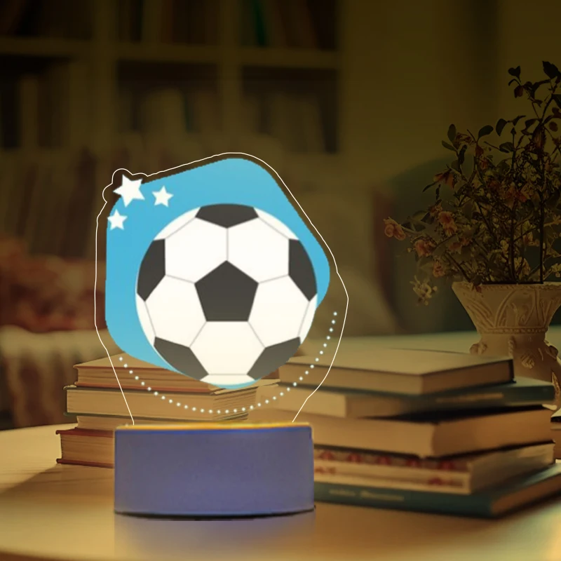 Night Lamp Color Printing Football USB LED Personalized Night Light For Home Baby Children Lamps For Room White Base Decorations