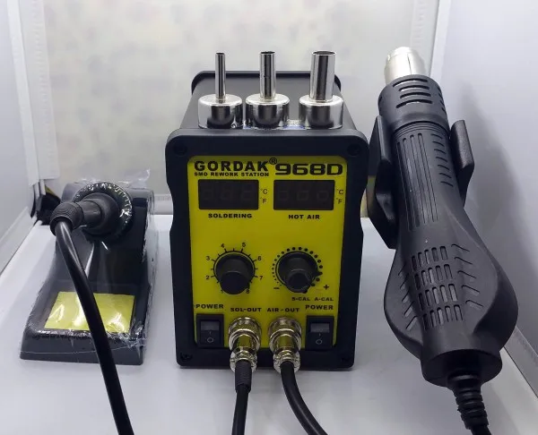 SMD Rework Station Anti-static Heat Gun 2-in-1 Air Gun Desoldering Station 220V Soldering Station 968D