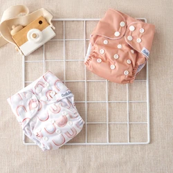 2PCS Waterproof Newborn Baby Cloth Diaper Recycled Suede Cloth With Microfiber Sewed Insert Reusable Baby Cloth Diaper