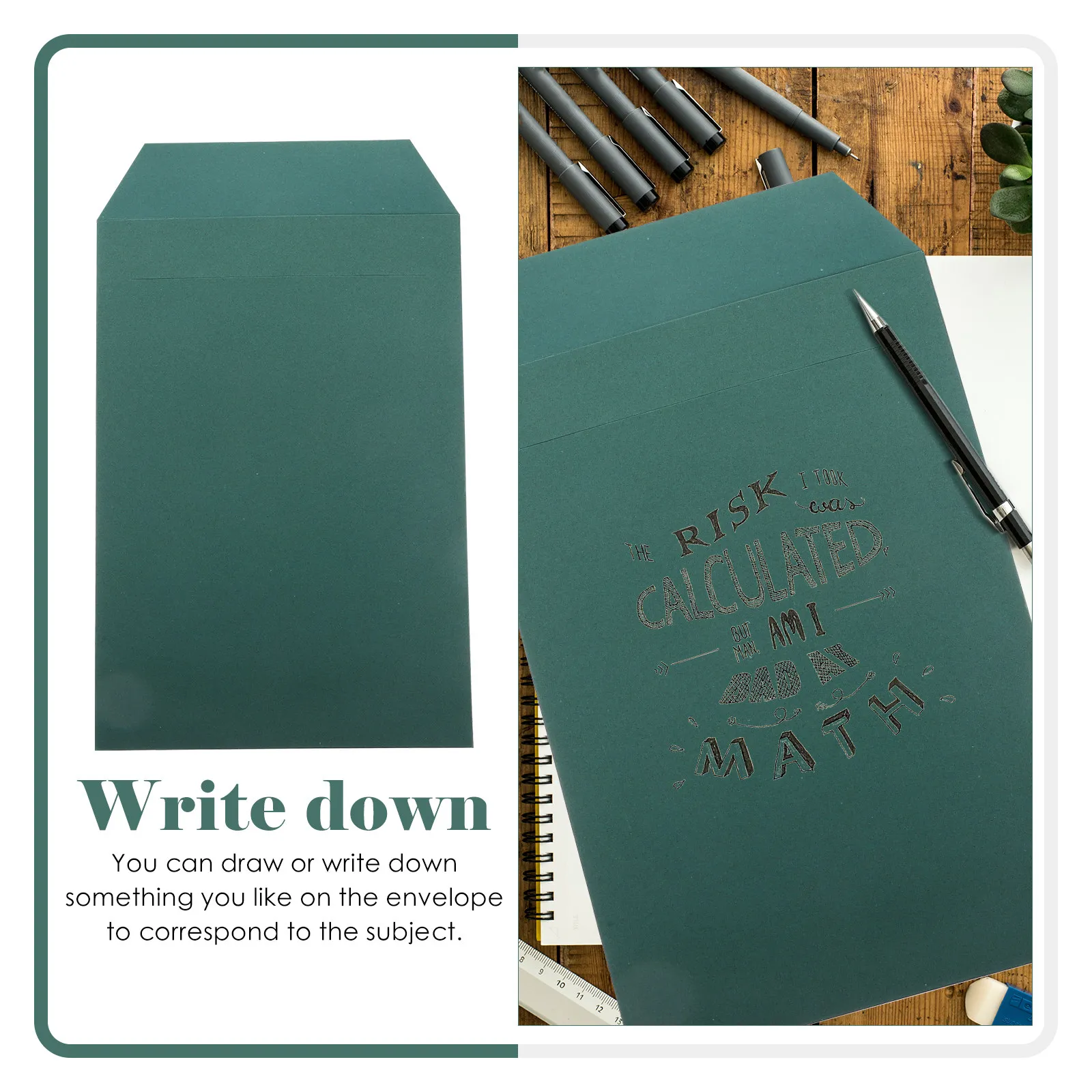 10pcs Pastel Green School Office Envelopes & File Folders for Documents Storage