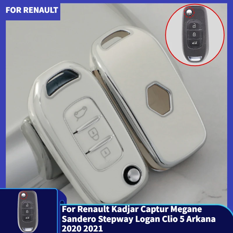 Voor Renault Kadjar Captur Megane Sandero Stepway Logan Clio 5 Arkana 2020 2021 Tpu Auto Flip Sleutel Case Cover Key Protector