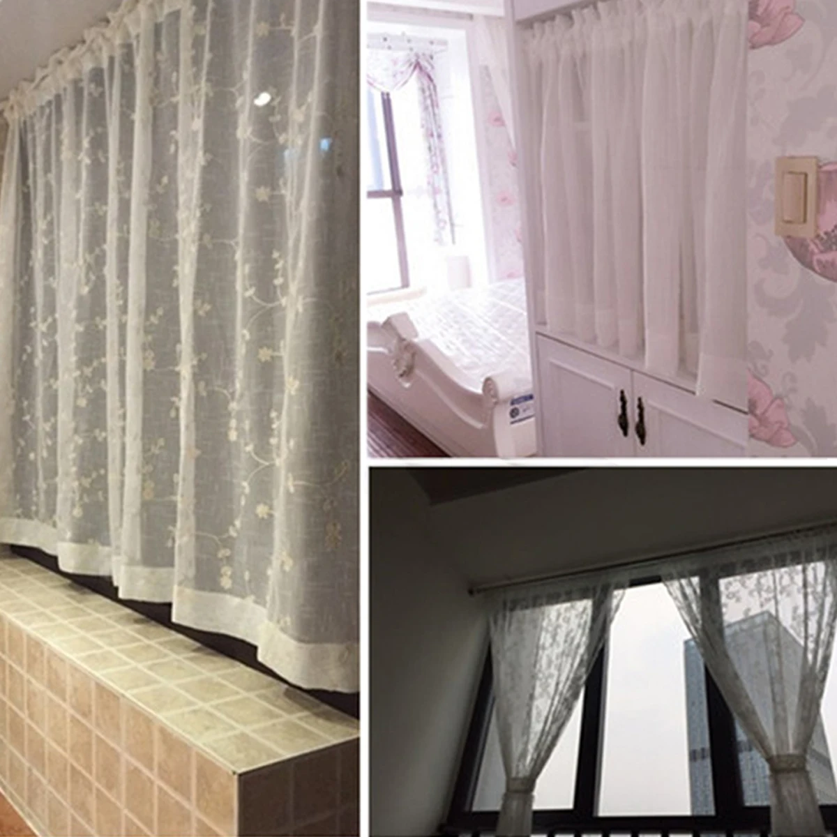 

5 pcs Shower Curtain Rod White Adjustable Tension Bath Pole Extendable 30-50Cm Metal Easy Installation Sturdy