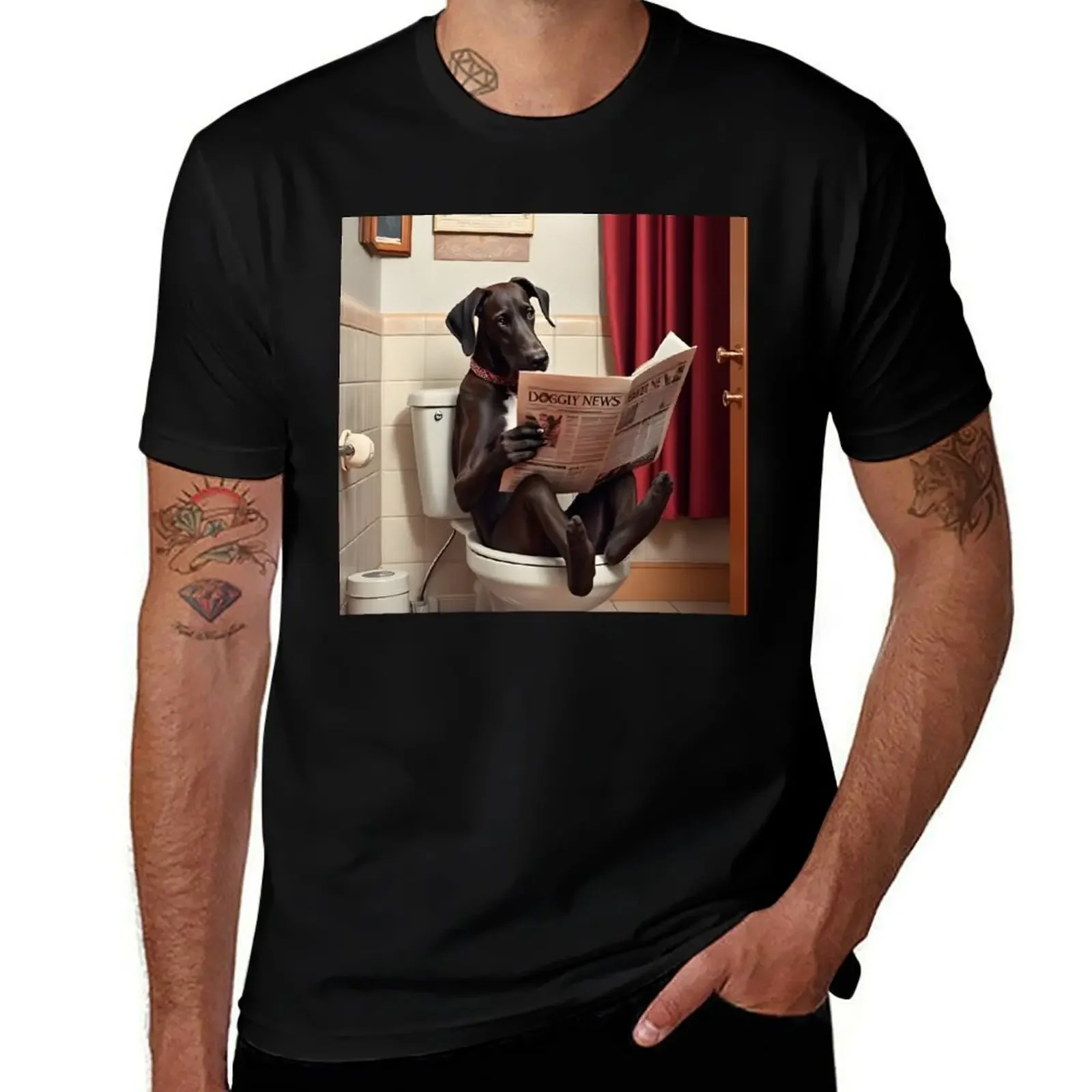 

Great Dane taking care of business T-Shirt anime clothes cute tops quick-drying mens t shirt