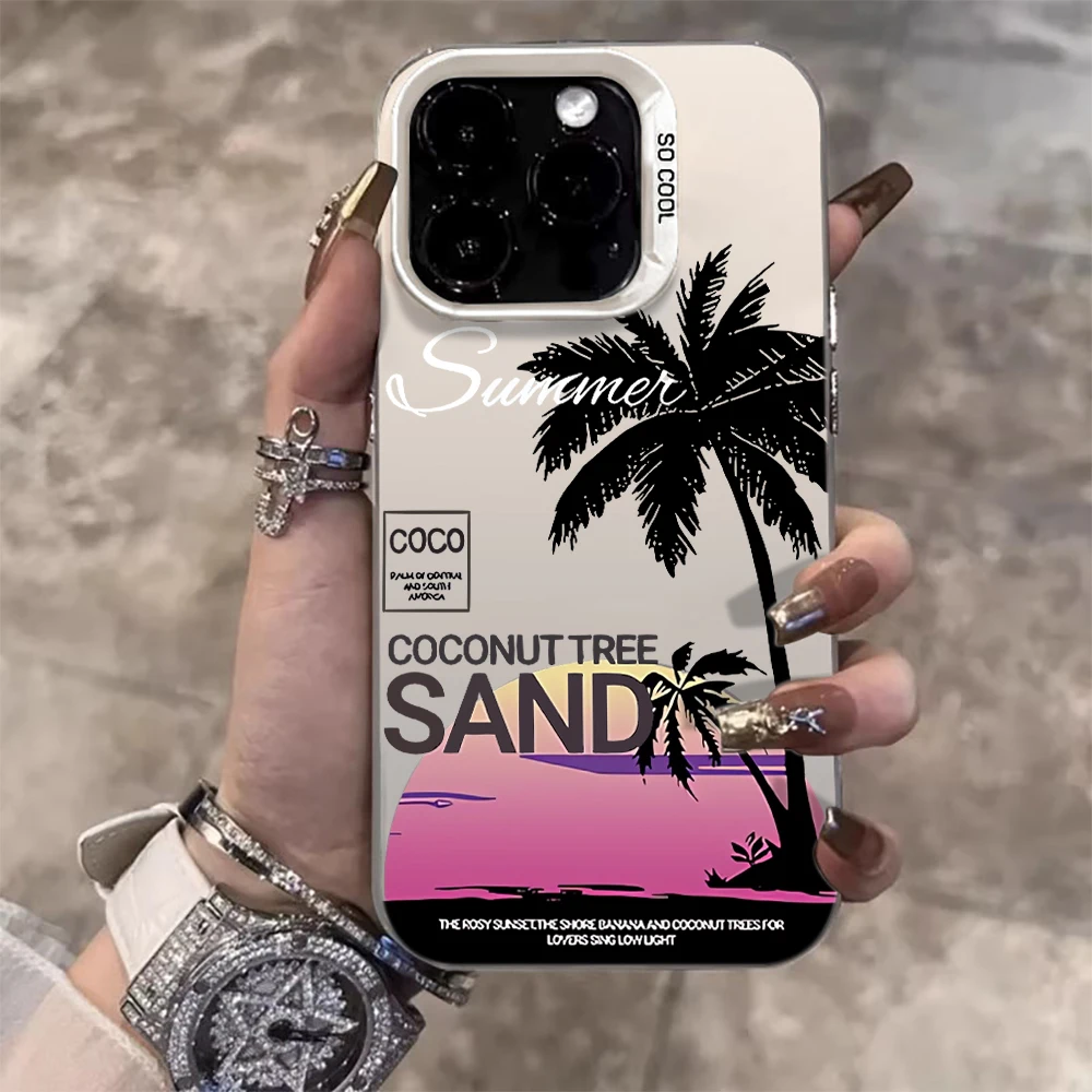 Für iPhone 16 17 Pro Max Hüllen iPhone 11 12 13 ProMax 14 15 Plus 8 XS XR Stoßfeste IMD-Hüllen Strand Kokospalmen Landschafts-Case – Detail 20