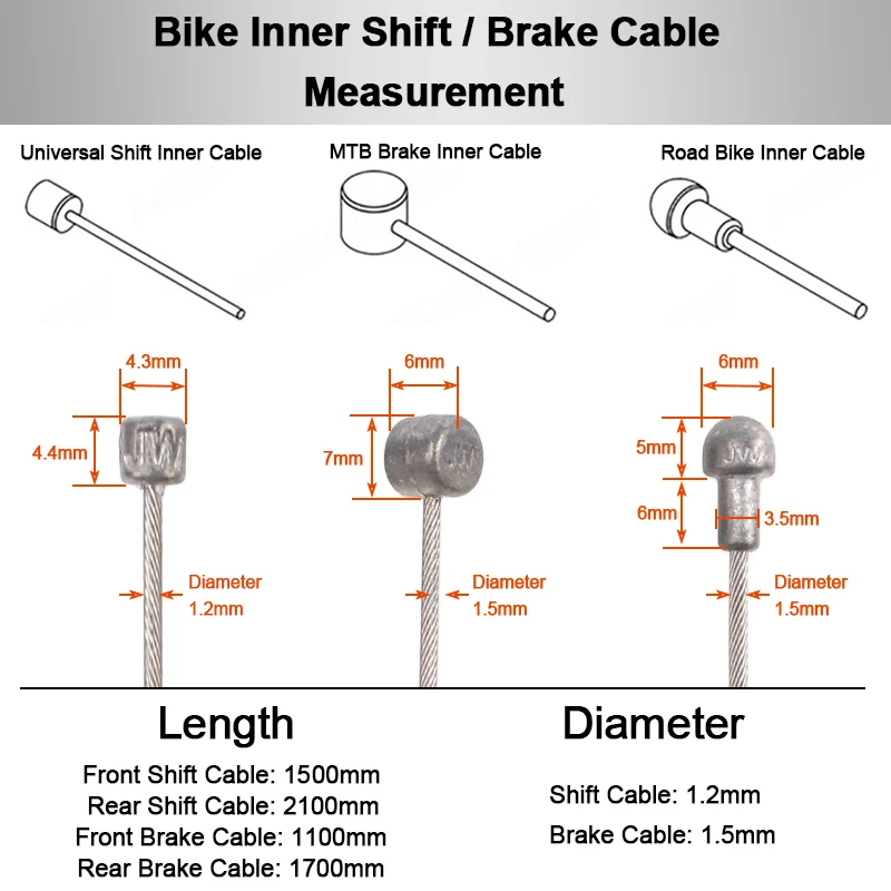 HEPPE Bike Shifter Brake Cable Stainless Steel inner Cable MTB Road Bike Front Rear Derailleur Shift Brake Cable Set