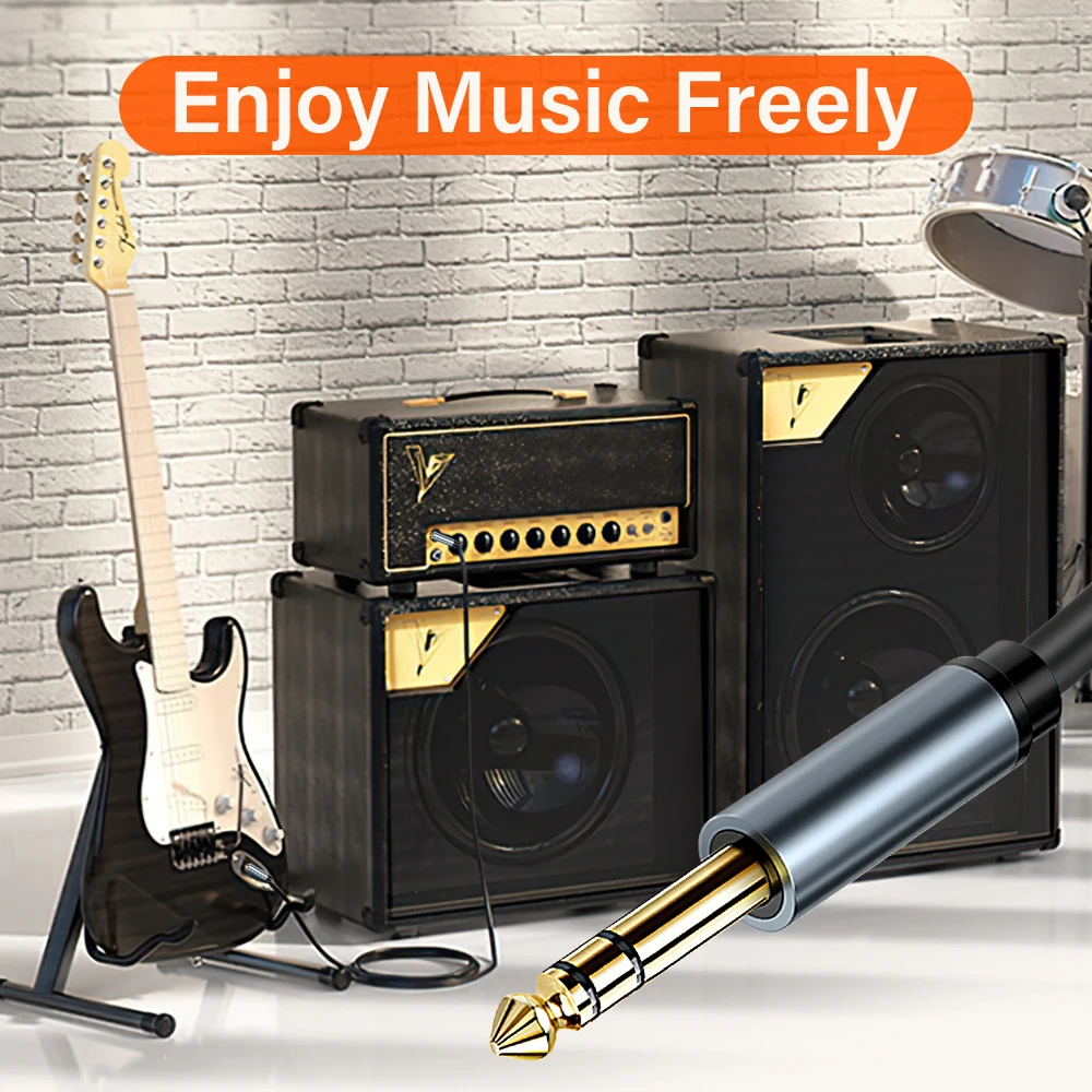 لوحة ذهبية 6.35 مللي متر صوت ستيريو متوازن TRS 1/4 TRS ذكر إلى ذكر كابل مكبر الصوت للوحة مفاتيح الجيتار    كابل ثنائي القناة #4