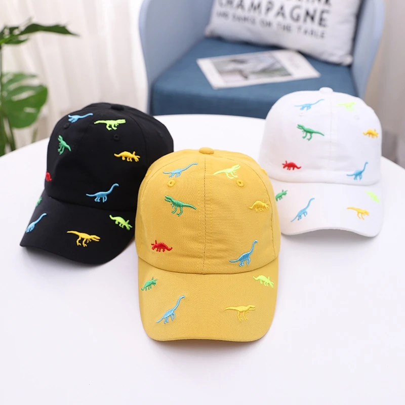 Toddler Baseball Cap Baby Cap Sun hat Print Dinosaur Pattern and Solid Color hat Kids boy Girl Age 1-4Y