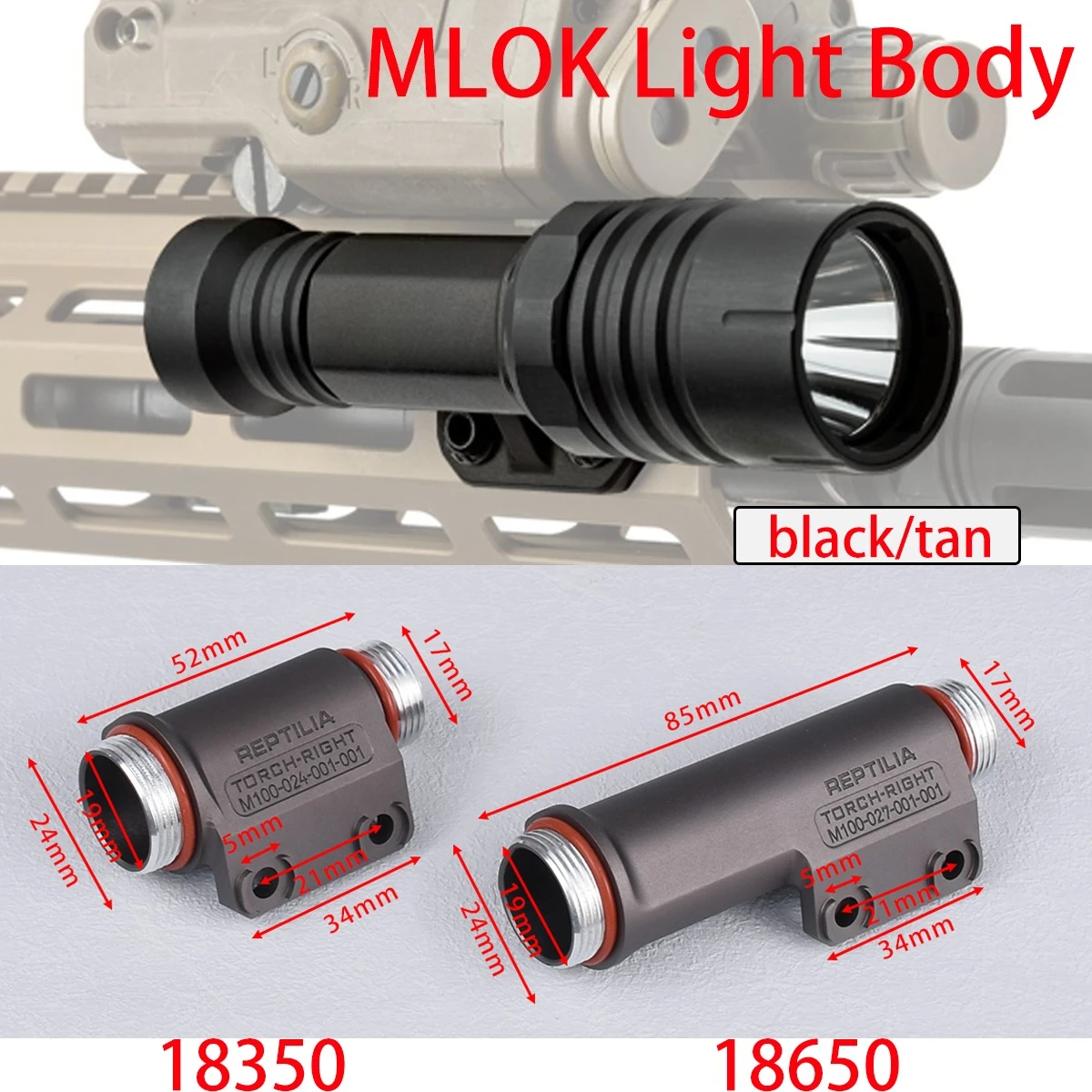 

Tactical V2/OK W Flashlight Main Body Aluminum Bracket Helmet Lamp Mount Suitable 18650/18350 Battery MLOK System Accessories