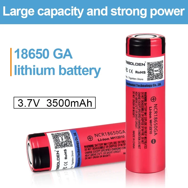 2024 Original NCR18650GA High Discharge 3.7V 3500mAh 18650 Rechargeable Battery Flashlight Flat-top Lithium Battery FastShipping