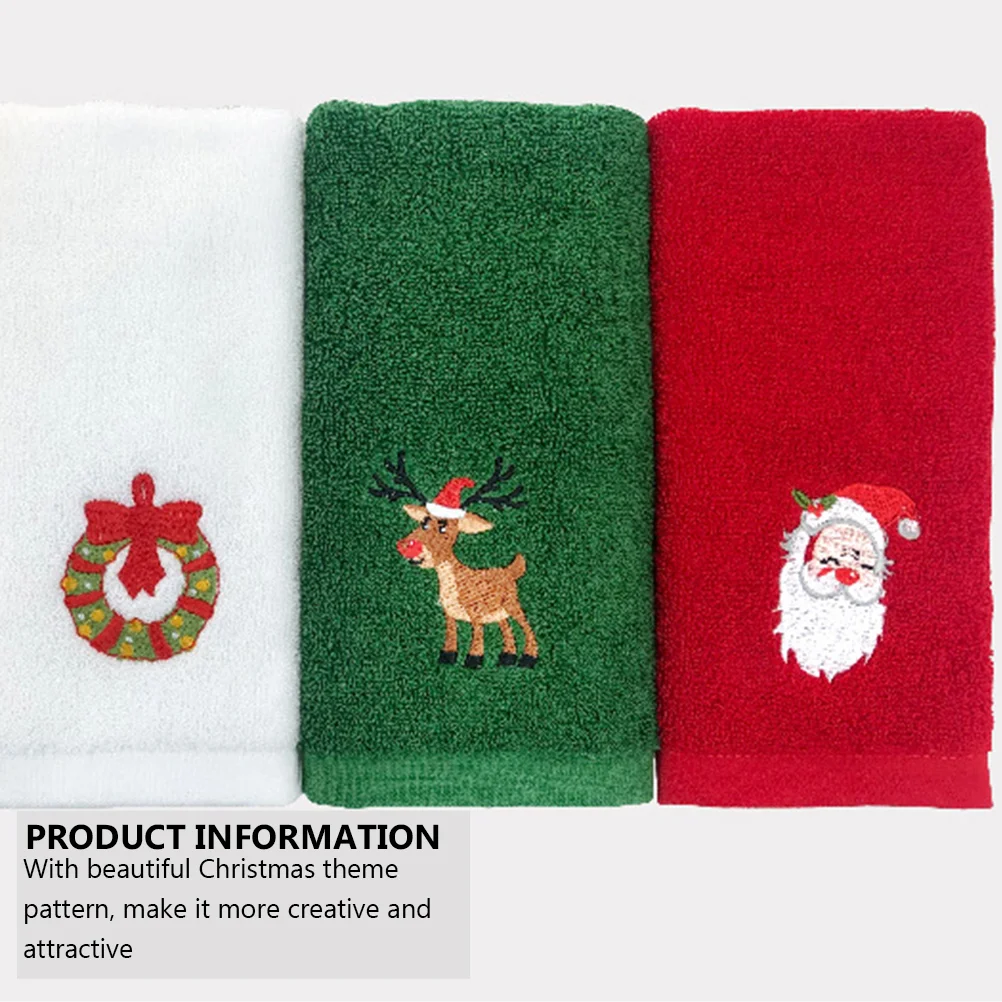 2 Pcs Christmas Towel Yellow Stocking Bath Hand Xmas Elements Cotton Cartoon Gifts Rag