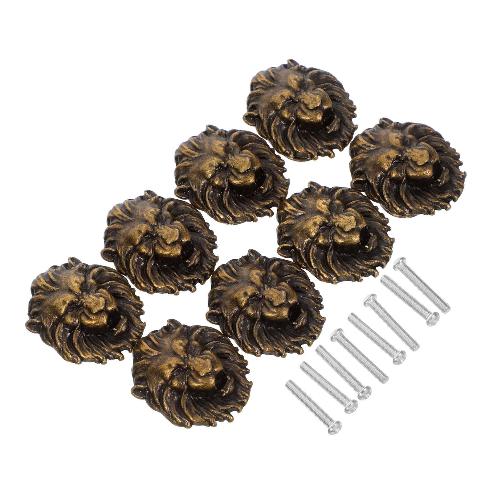 

8Pcs Zinc Alloy Vintage Lion Head Drawer Pulls Decorative Handles Retro Style Furniture Hardware Knobs for Wardrobe Cabinet