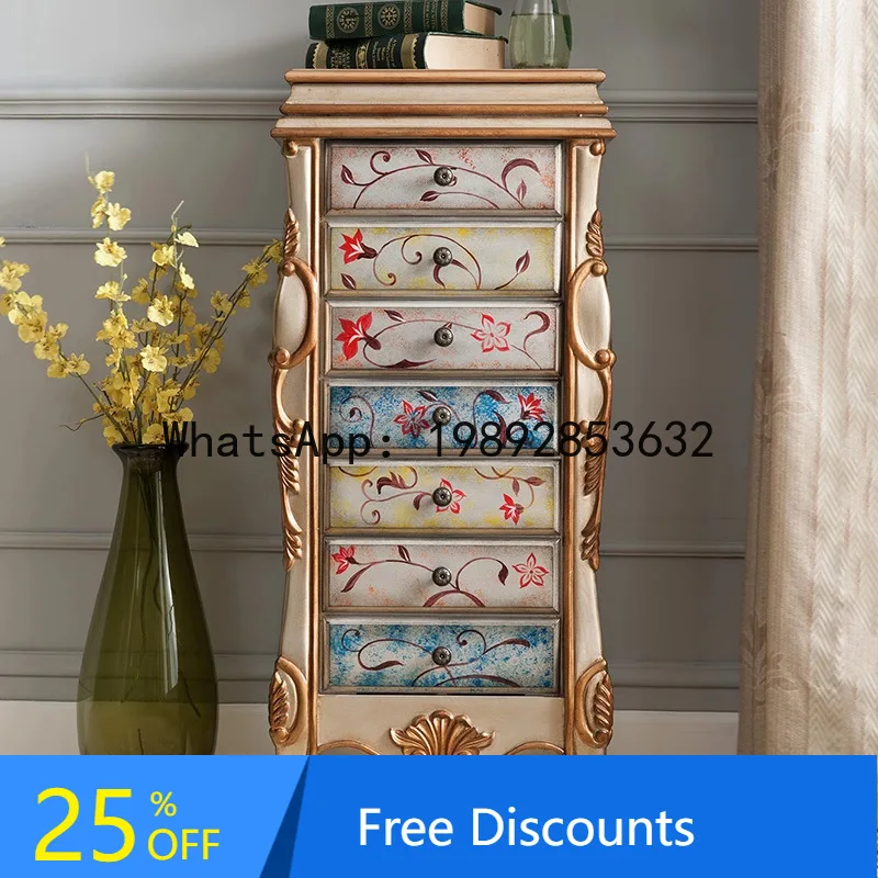 CZ Jewelry Cabinet    Solid Wood Drawer Cabinet Seven-Drawer Cabinet Bedroom Nightstand with Mirror Makeup Table