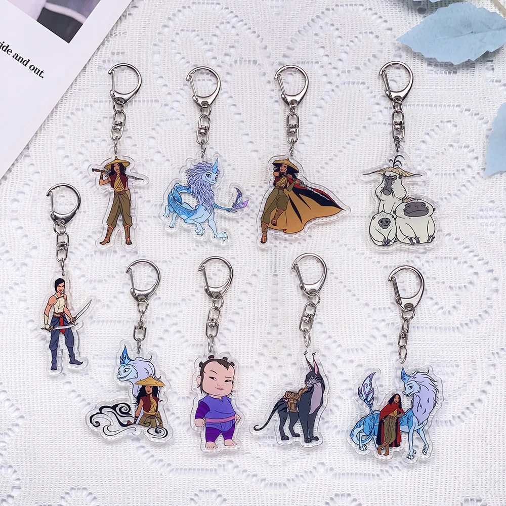 Llavero de acrílico de Disney Raya y el último dragón, 1/9 unidades, colgante para mochila, decoración, regalos para amigos