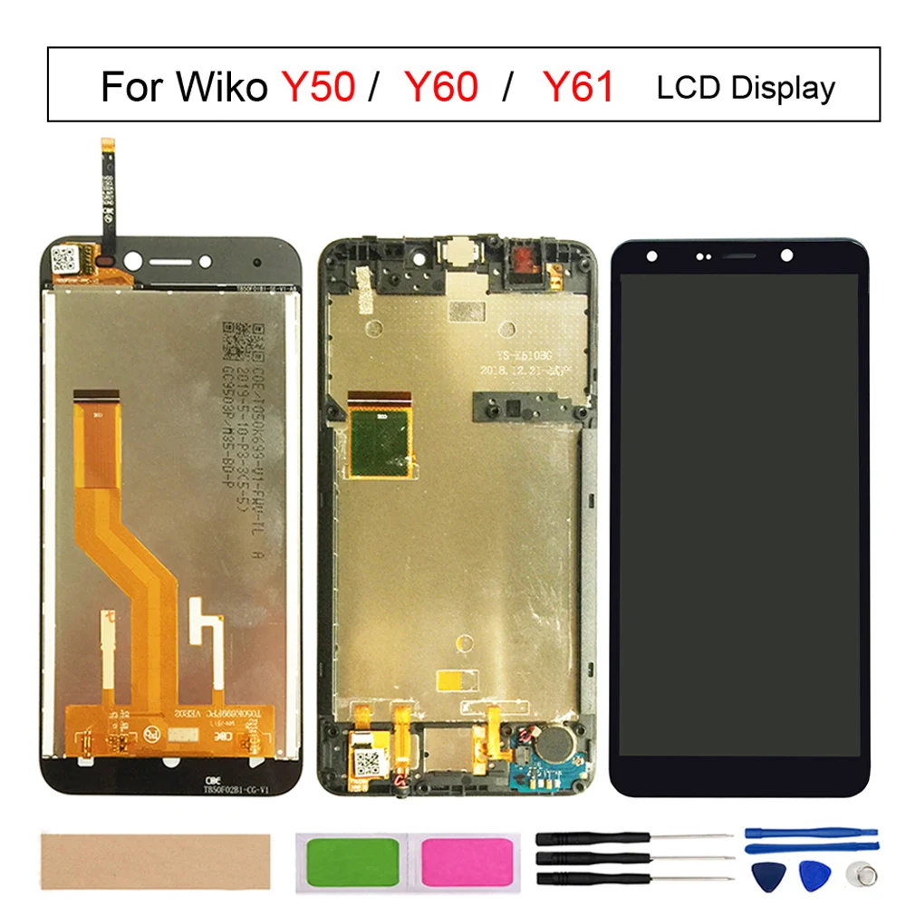 

LCD Display Touch Screen Digitizer Assembly For Wiko Y60 Y50 Y51 Y61, With Frame LCD Screen,Phone Panel Replacement Repair