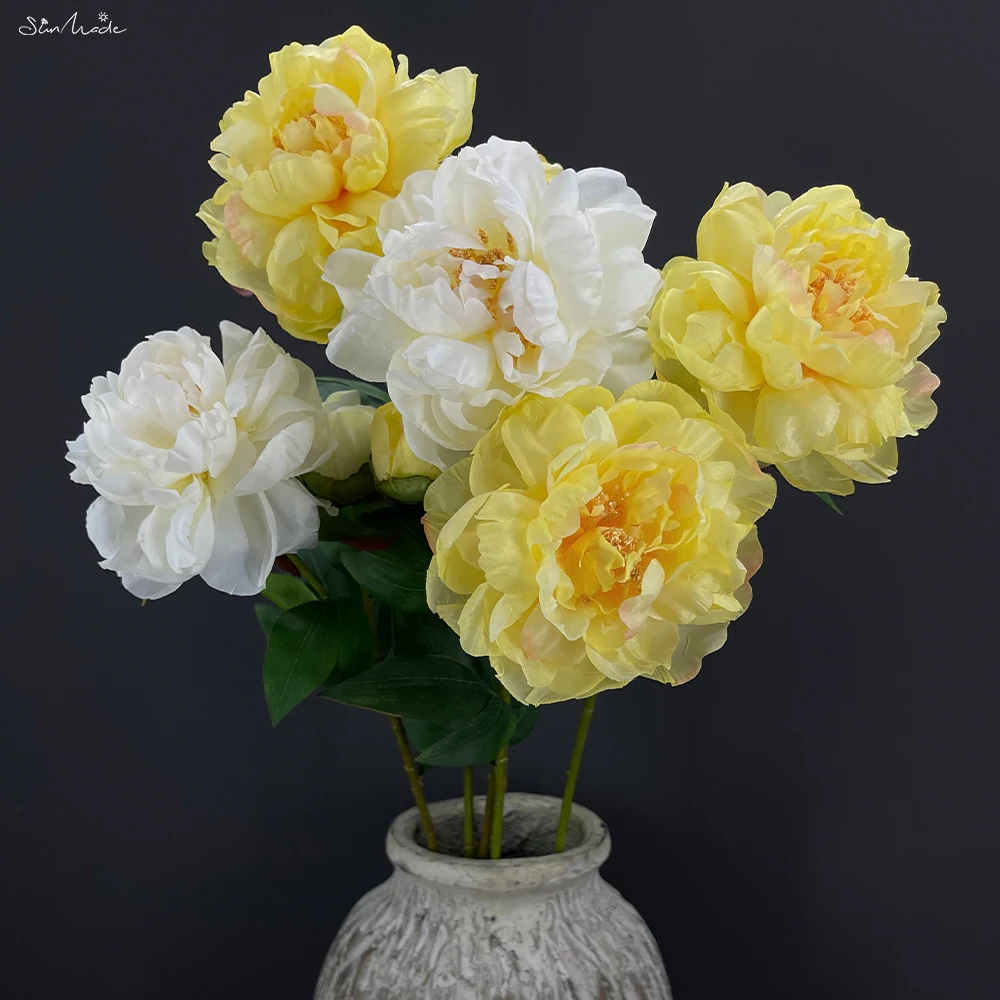 SunMade Fenix Peony Fake Flowers Home Decor Dining Table Decoration Accessories Christmas Decoration White Flower for Wedding