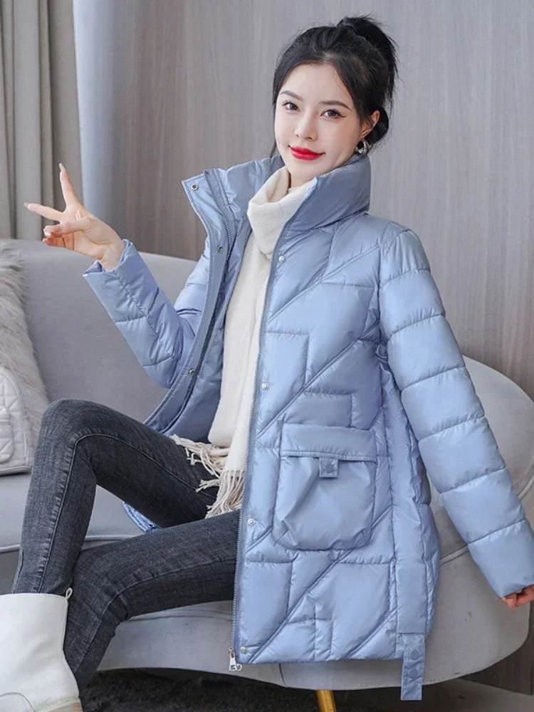 Winter Jacket 2023 New Women Parkas Long Glossy Down Cotton Padded Parka Female Jacket Thicken Warm Loose Coat Outwear