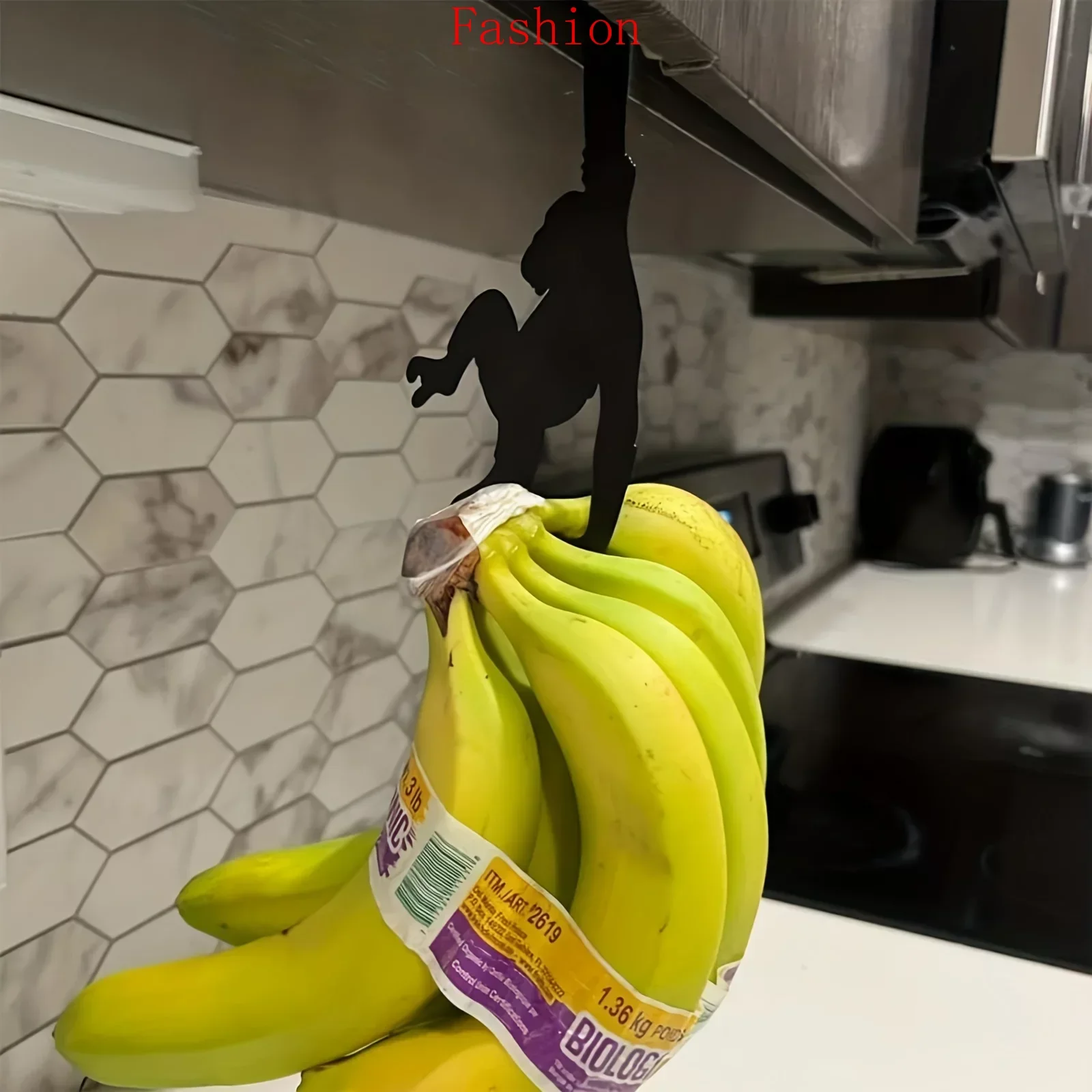 

CIFBUY Funny Monkey Banana Holder Hooks Metal Kitchen Gadget for Keeping Fresh Fruits and Vegetables Durable Key Hanger wall dec