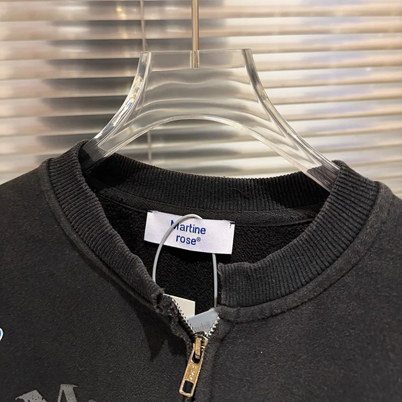 الخريف الشتاء 100% القطن خمر غسلها الأسود سستة سترات للعبة البيسبول الرجال النساء الجوف خطابات شعار طباعة مارتين روز معطف