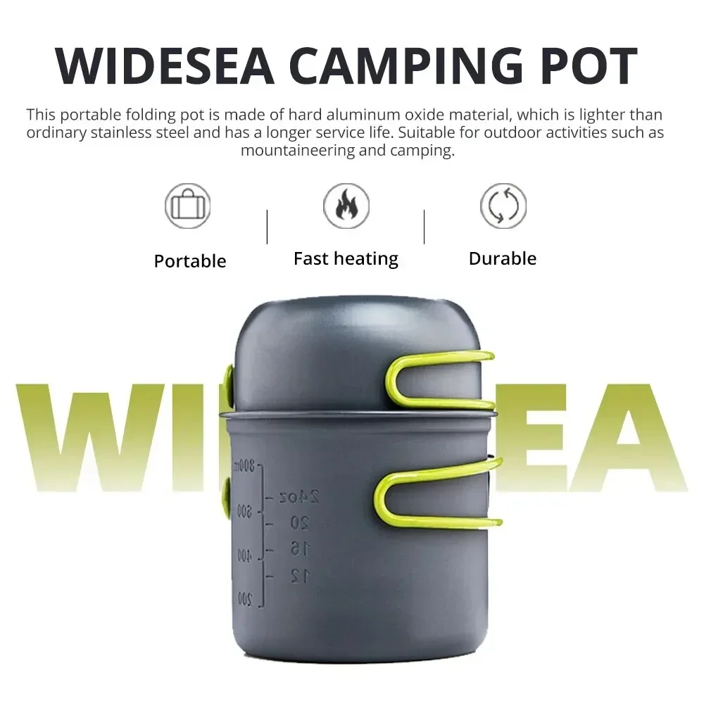 Widesea Ultralight Camping Cooking Utensils Outdoor Tableware Pot Set Hiking Picnic Travel Tourist Dishes Supplies Equipment