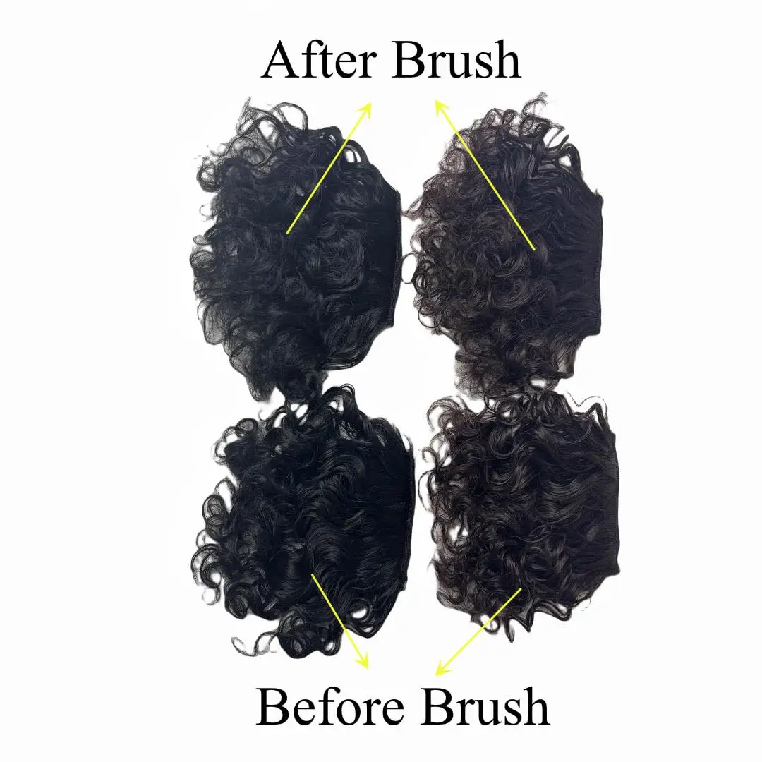 Flequillo de cabello humano rizado, flequillo Afro corto rizado para mujeres negras, Clip de cabello humano en flequillo, extensión de cabello, Color negro Natural