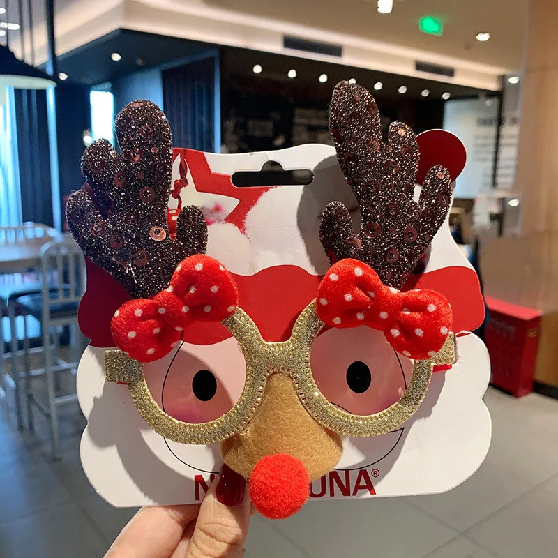 

1pcs Christmas Decoration Glasses Frame Elk Funny Bounce Di Children Couple Student Party Christmas Dress Up Glasses Frame