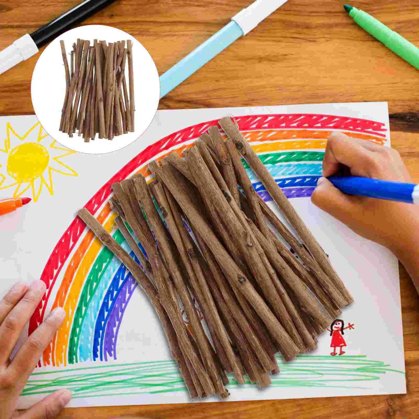 100pcs 10CM Long 03-05CM in Diameter Wood Log Sticks for DIY Crafts Photo Props (Wood Color) Tea tree sticks