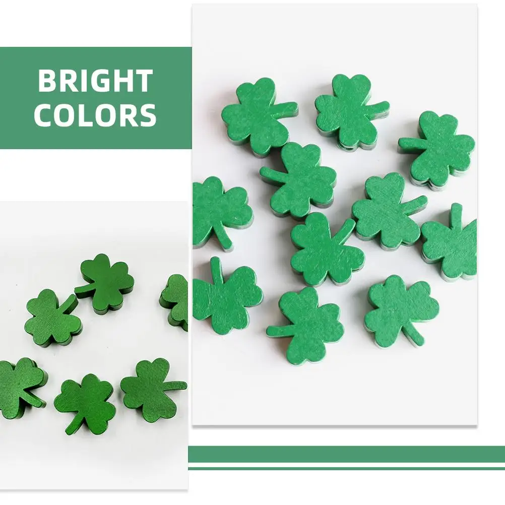 

Home Decor Four Leaf Wreath Saint Patrick's Day Wooden Beads Shape for Crafts