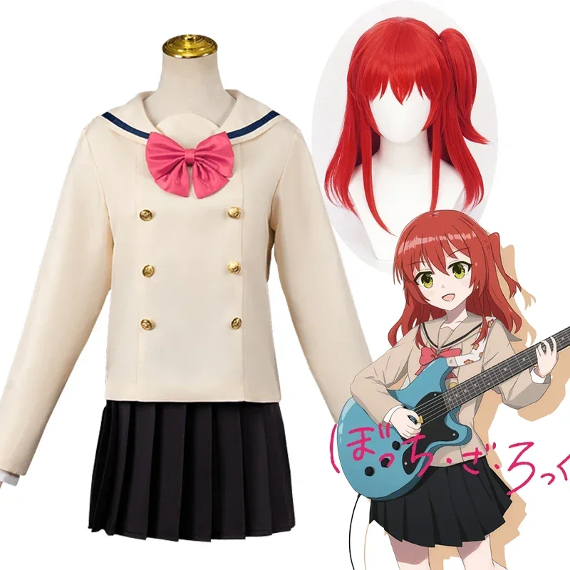 Kita Ikuyo Cosplay Bocchi The Rock Cosplay Kita Ikuyo Costume JK School Uniform Women Clothes Wig Suit Halloween Party Costume Y