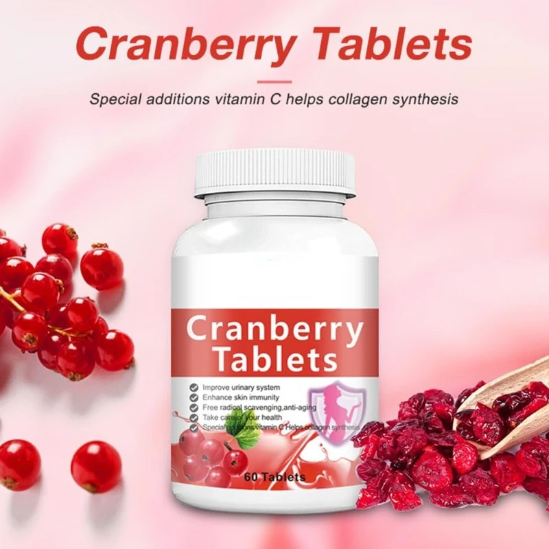 Cranberry Pills for Women and Men, Adult Cranberry Supplement for Urinary Tract Health and Enhance Skin Immunity, Non-GMO, 60PCS