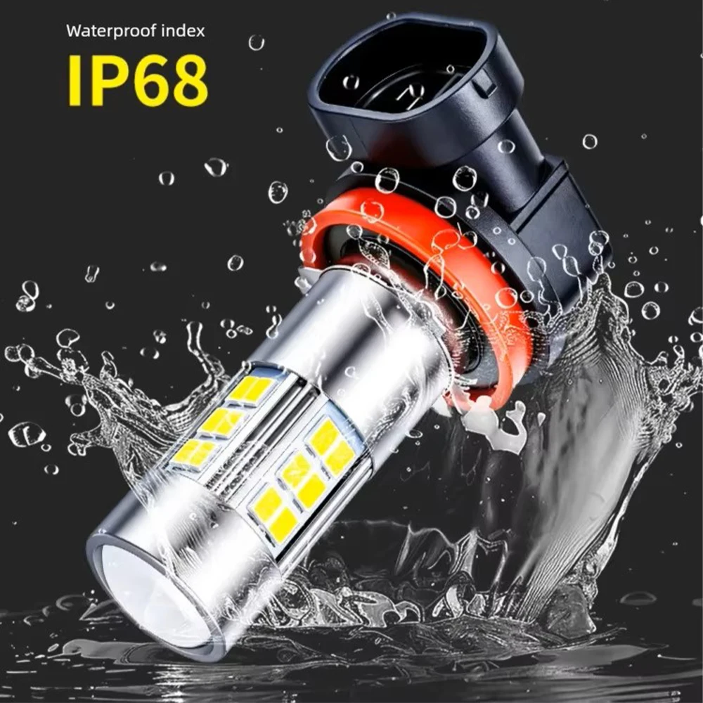 4-Sides 3030 Super Bright LED Anti Fog Bulbs 2PCS H8 H11 H27 881 9006 HB4 Yellow White 12V 24V Car Fog Light Replacement view 3