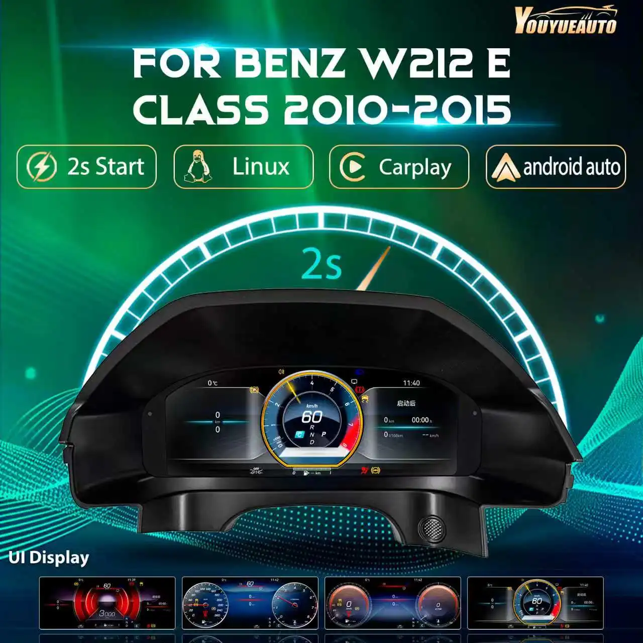 12,3'' Digitales Kombiinstrument für Mercedes-Benz W212 E-Klasse Baujahr 2010-2015, Cockpit-Panel, Tachometer mit Navigation