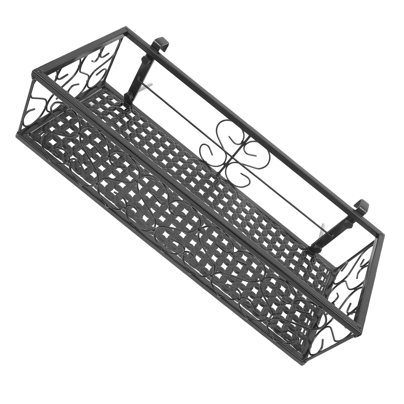 1 قطعة حامل زهور الشرفة معلق سياج جبل الثقيلة درابزين حديد حامل النبات للمنزل حديقة مقهى ديكور أسود