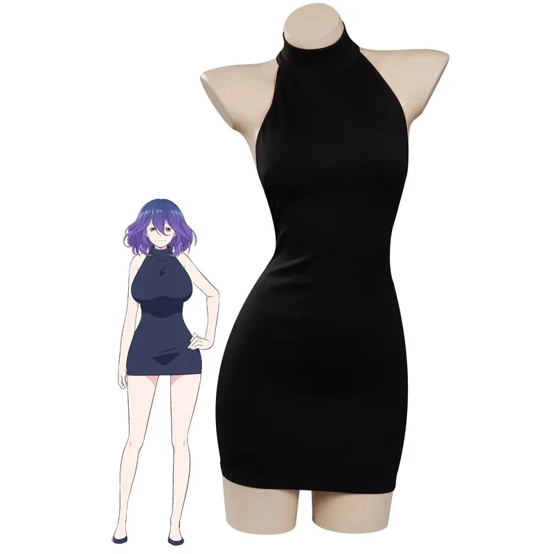 Золотой костюм для косплея Vermeil, платье, униформа, женский черный сексуальный свитер с лямкой на шее и открытой спиной, облегающий свитер без рукавов NM21 Золотой костюм для косплея Vermeil, платье, униформа, женский черный сексуальный свитер с лямкой на шее и открытой спиной, облегающий свитер без рукавов NM21