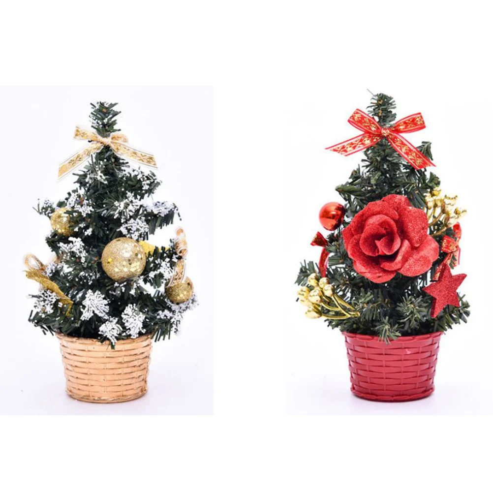2 шт. мини новогодние деревья 20 см для декора офиса