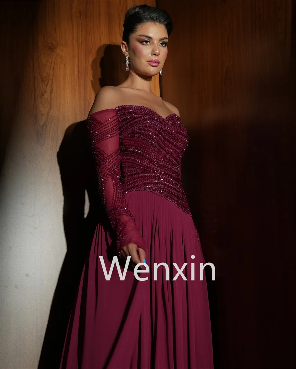 

Customized Exquisite Chiffon Evening Dresses Soft Strapless Homecoming Dresses Modern Sweep Train Special Occasion Gowns