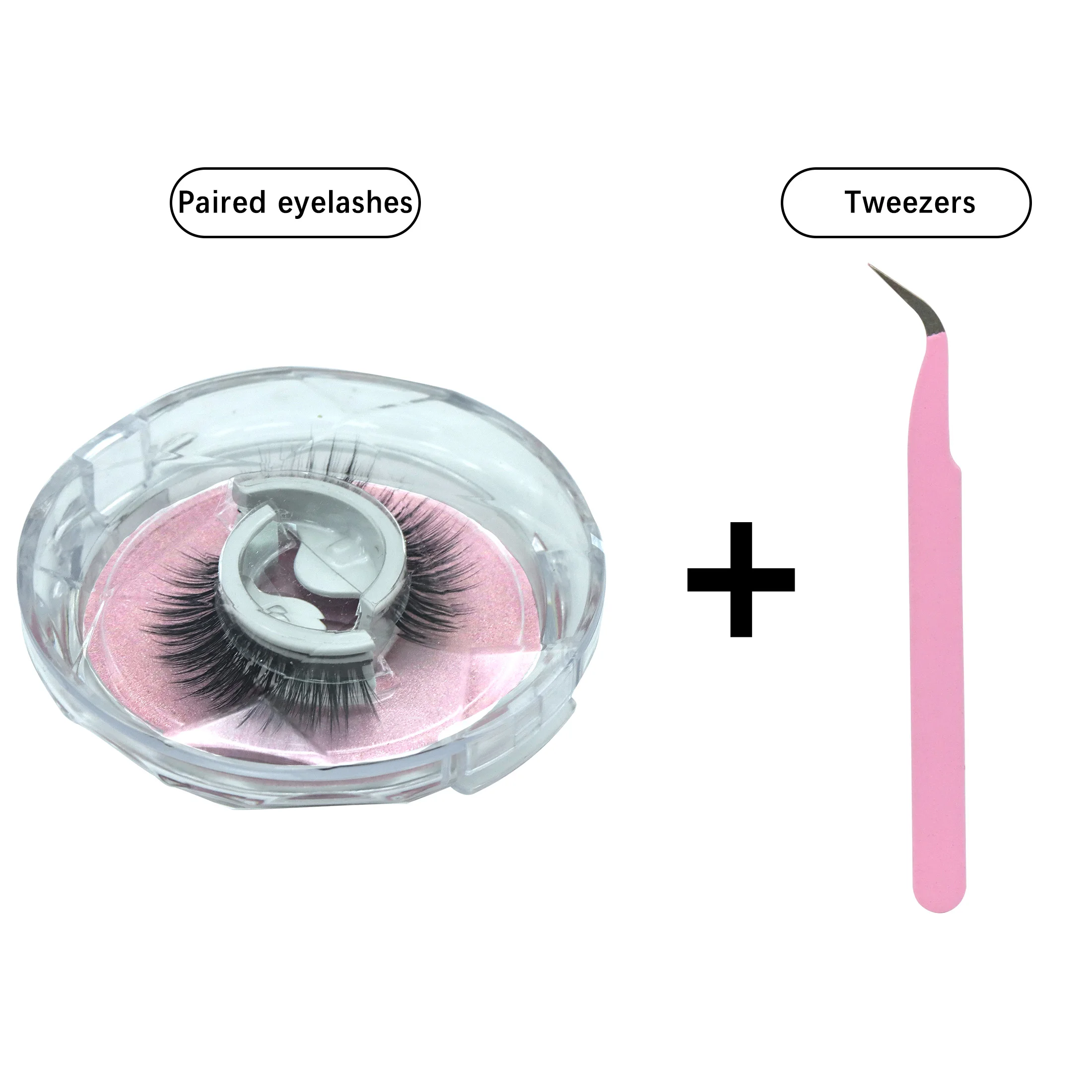 Um par de cílios postiços, vem com uma pinça de cílios, reutilizável, fácil de usar, adequado para esportes, vida diária, festas.