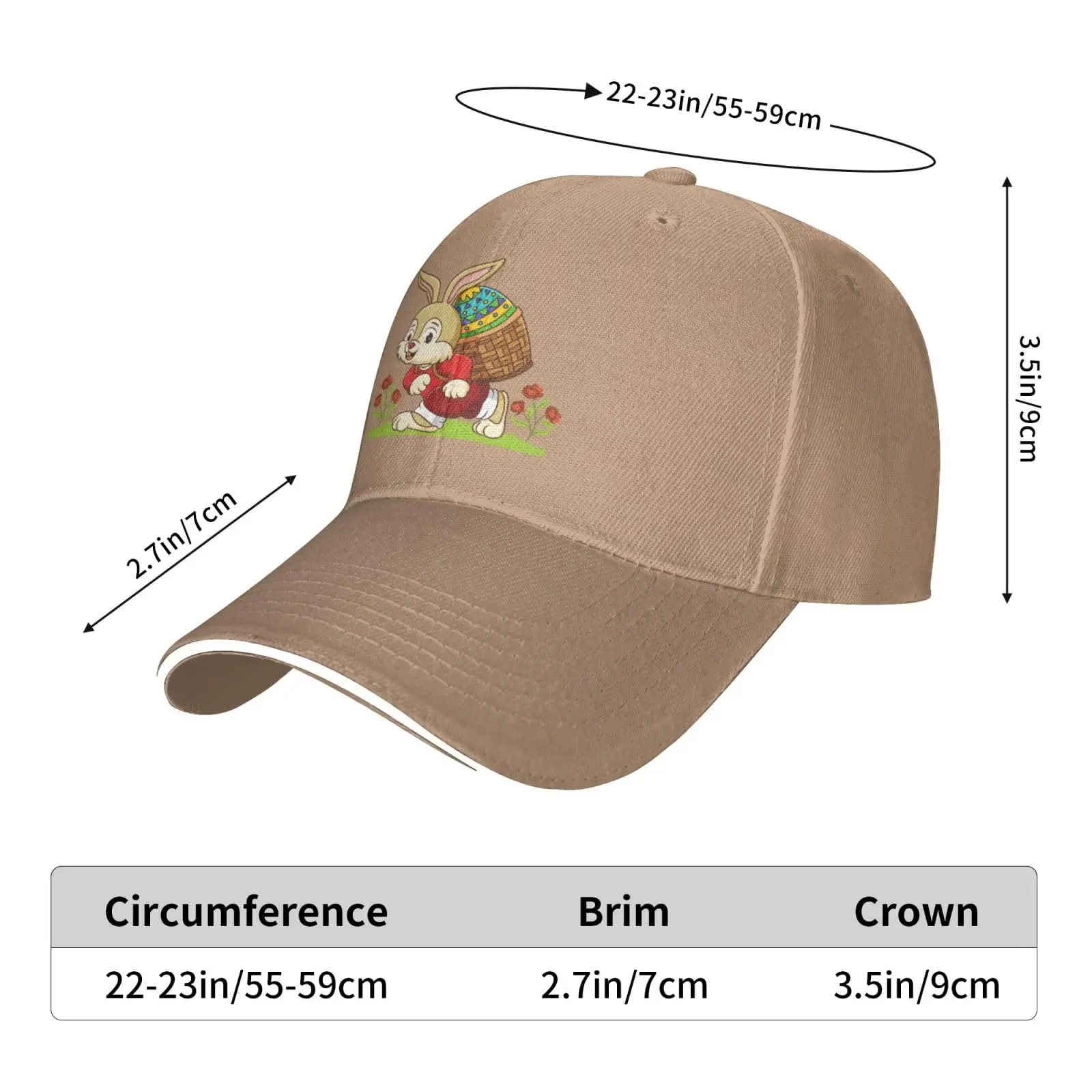 The Rabbit Carrying Eggs Printed Baseball Cap Women Summer Breathable Beach Hats Fit Men Adjustable Hat