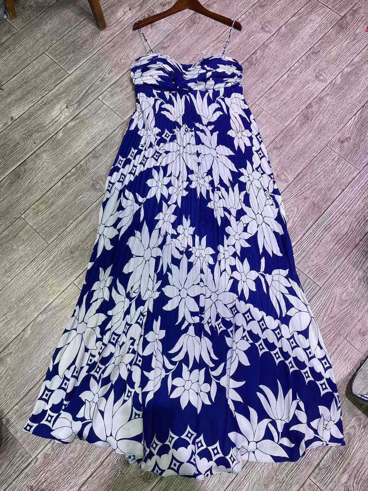 

Женское плиссированное платье на бретельках с цветочным принтом и высокой талией, праздничное платье макси без рукавов