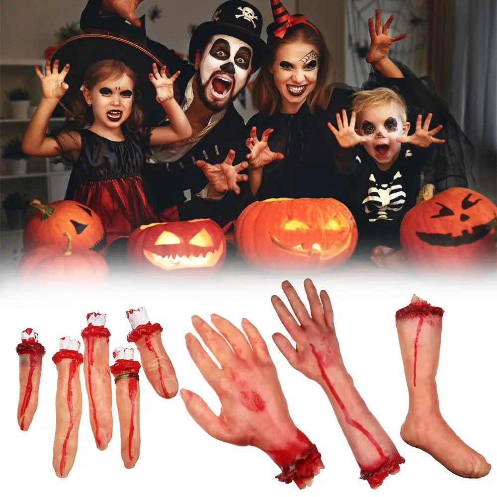 ใหม่คอสเพลย์ Haunted House Party ตกแต่งน่ากลัวฮาโลวีนเครื่องแต่งกาย Latex ของเล่นสยองขวัญ Props Lifesize Bloody Hand