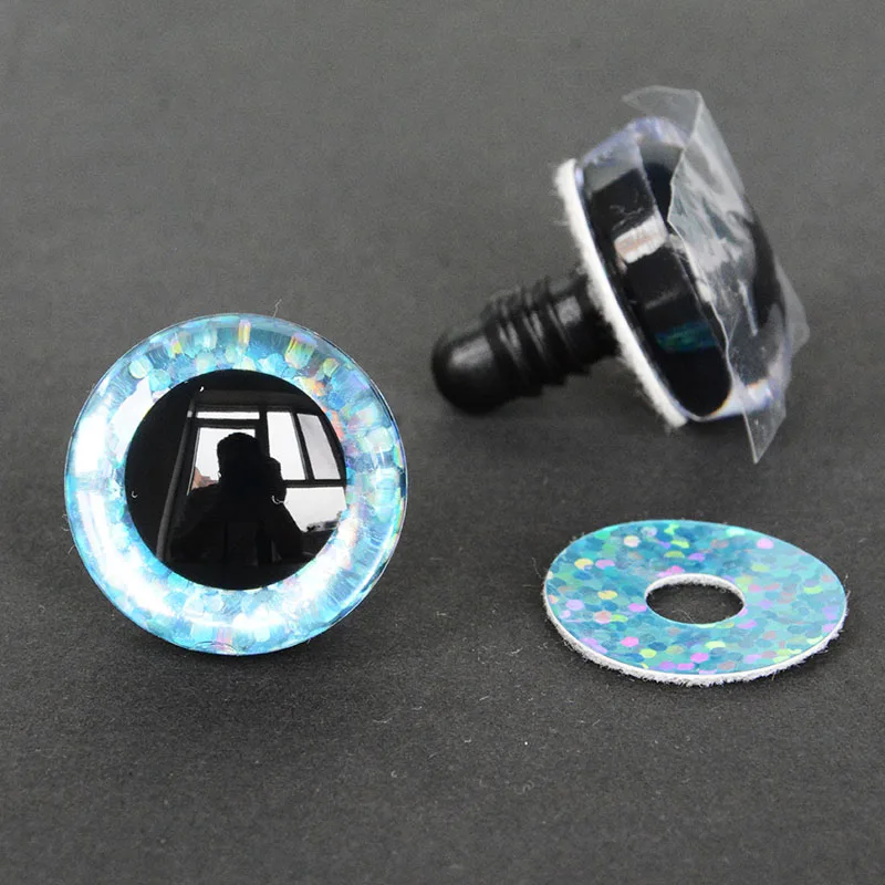 20 Stück 10 Farben 12–40 mm 3D-Glitzer-Augen mit Unterlegscheiben, Puppenherstellung, gefüllte Bastel-Häkel-Sicherheitsaugen zum Häkeln von Amigurumi – Detail 8
