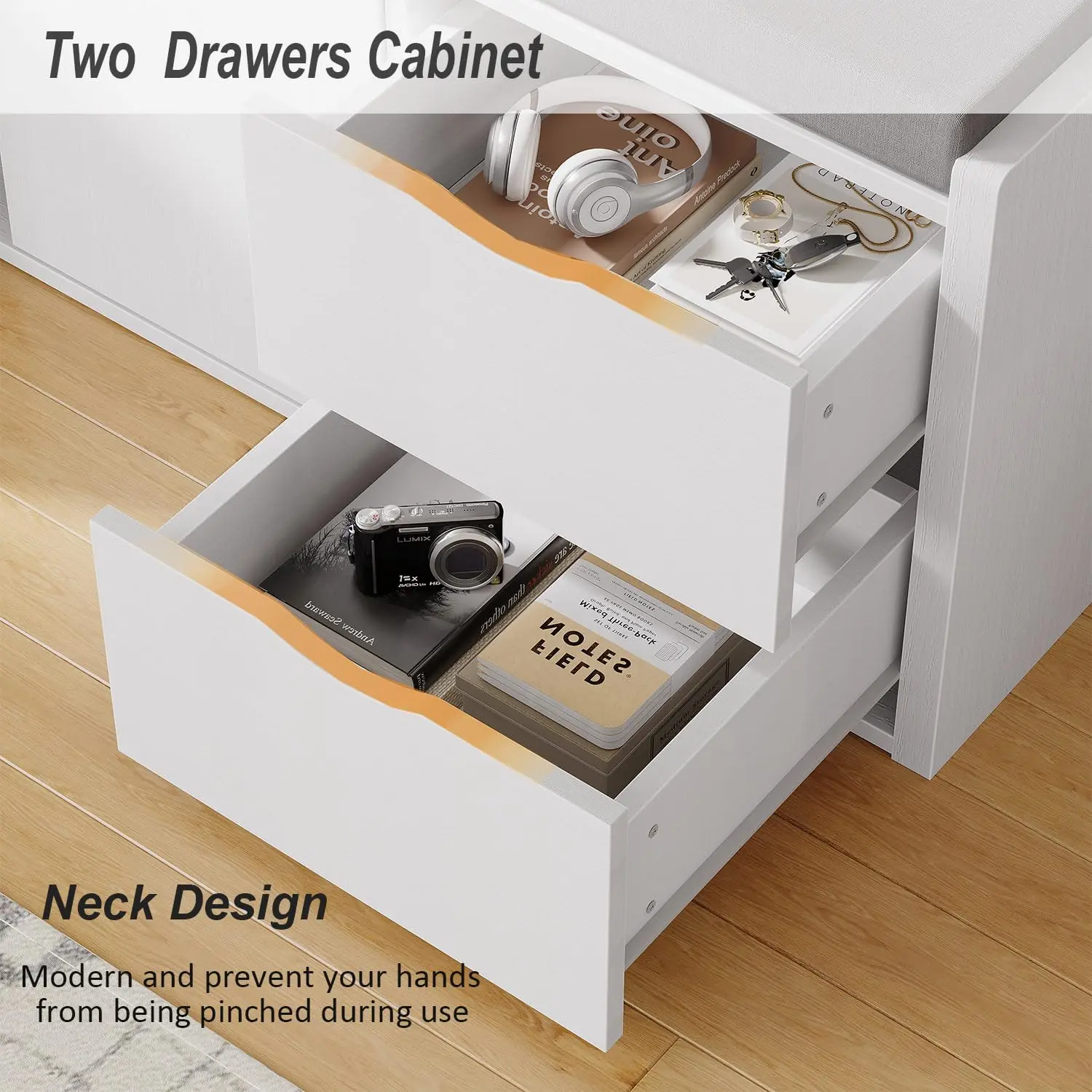 Storage Entryway Bench, Long Shoe Bench with Drawers Storage Shelf
