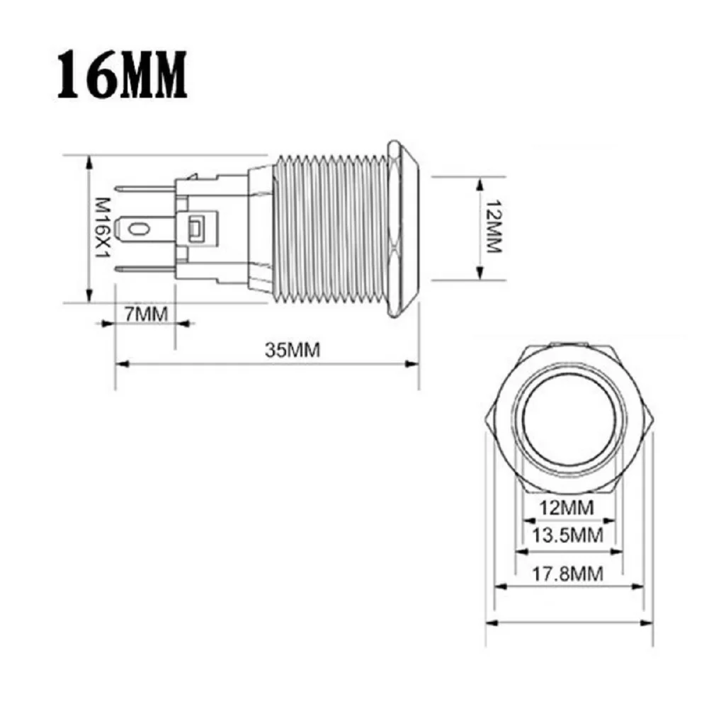 Elegancka konstrukcja metalowa IP66 Wodoodporny przełącznik przyciskowy zatrzaskowy 16 mm ze zintegrowaną funkcją oświetlenia