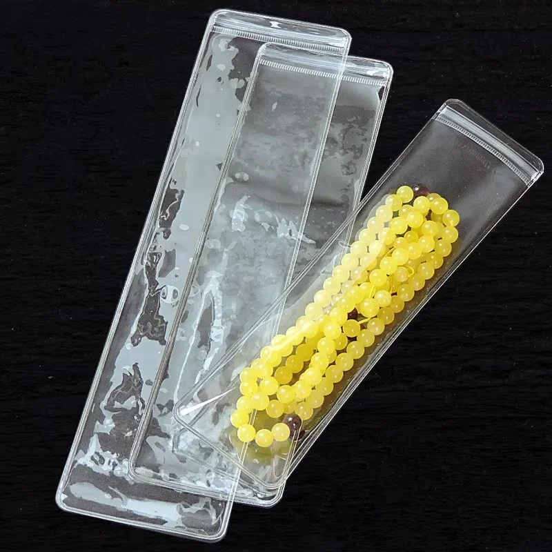 100PCS Long Clear Plastic Jewelry Ziplock Bag DIY Logo Anti-oxidation Battery Earring Beads Packaging Storage PVC Gift Pouches