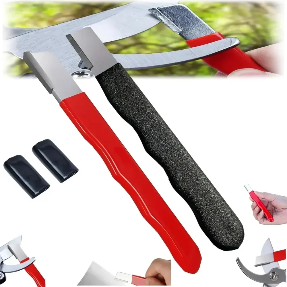 Metal Knife Pruning Sharpening Stone Handheld Garden Shear Scissors Sharpener with Lid Mini Portable Knife Sharpener Grindstone