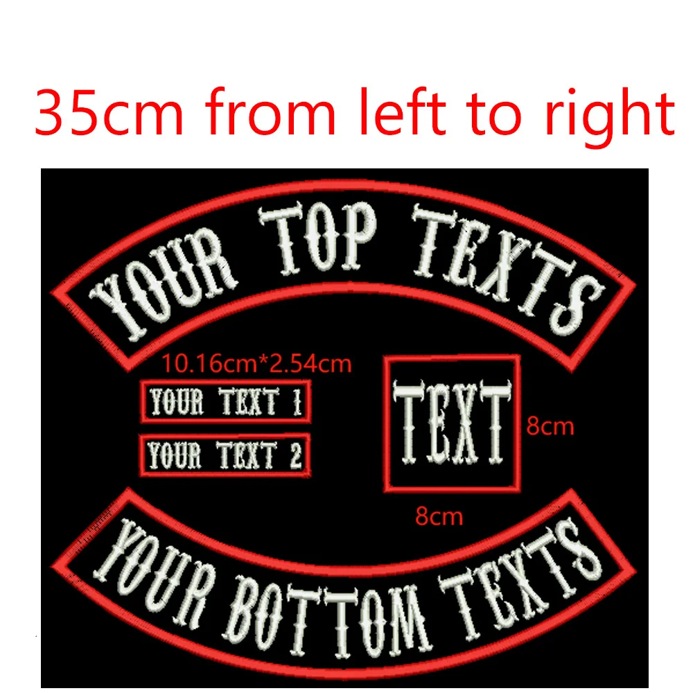 1set Top&Bottom Name And MCEmbroidery Patch 35cm Long Iron On Sew On/Motorcycle/Full Back/Tell Us What Texts Need (5pcs)