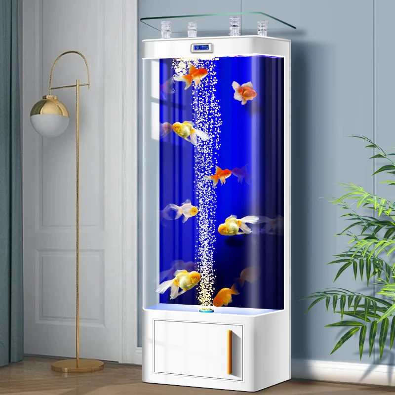 Modern Luxury Rectangle Transparent Glass Aquarium Filtration Eco-friendly Ultra Quiet Energy Saving Home Bathroom Landscaping