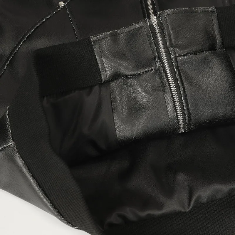 MWJLPWQ الأمريكية متصدع الجلود دراجة نارية برشام سترة الرجال عالية الشارع التلبيب كم طويل بلايز العصرية 2025 الخريف جديد 21293 #5