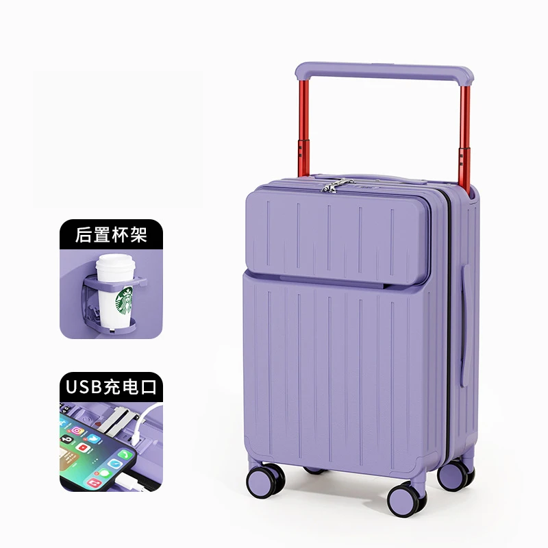 Carry on Travel Luggage,Front Opening Laptop Boarding Suitcase,Large Size Travel Bag Trolley Case Rolling Suitcase For Women Men